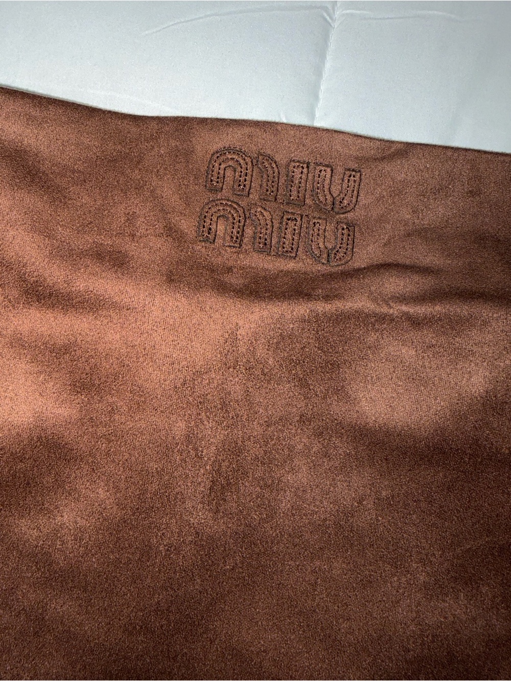 Miu Miu Brown Suede Mini Skirt Set with Contrast Trim - Picture 4 of 9